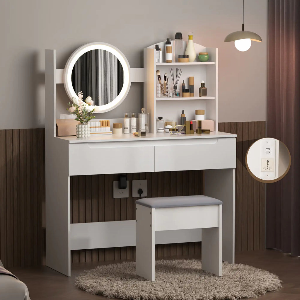 VFF Bedroom Dressing Table, Modern Minimalist Makeup Cabinet, Master Bedroom Makeup Mirror, Makeup Table