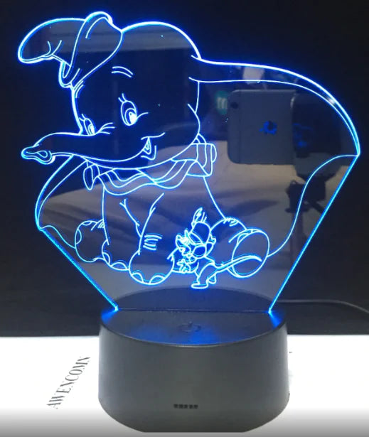 3D Touch-Control LED Visual Lamp - Elephant Design