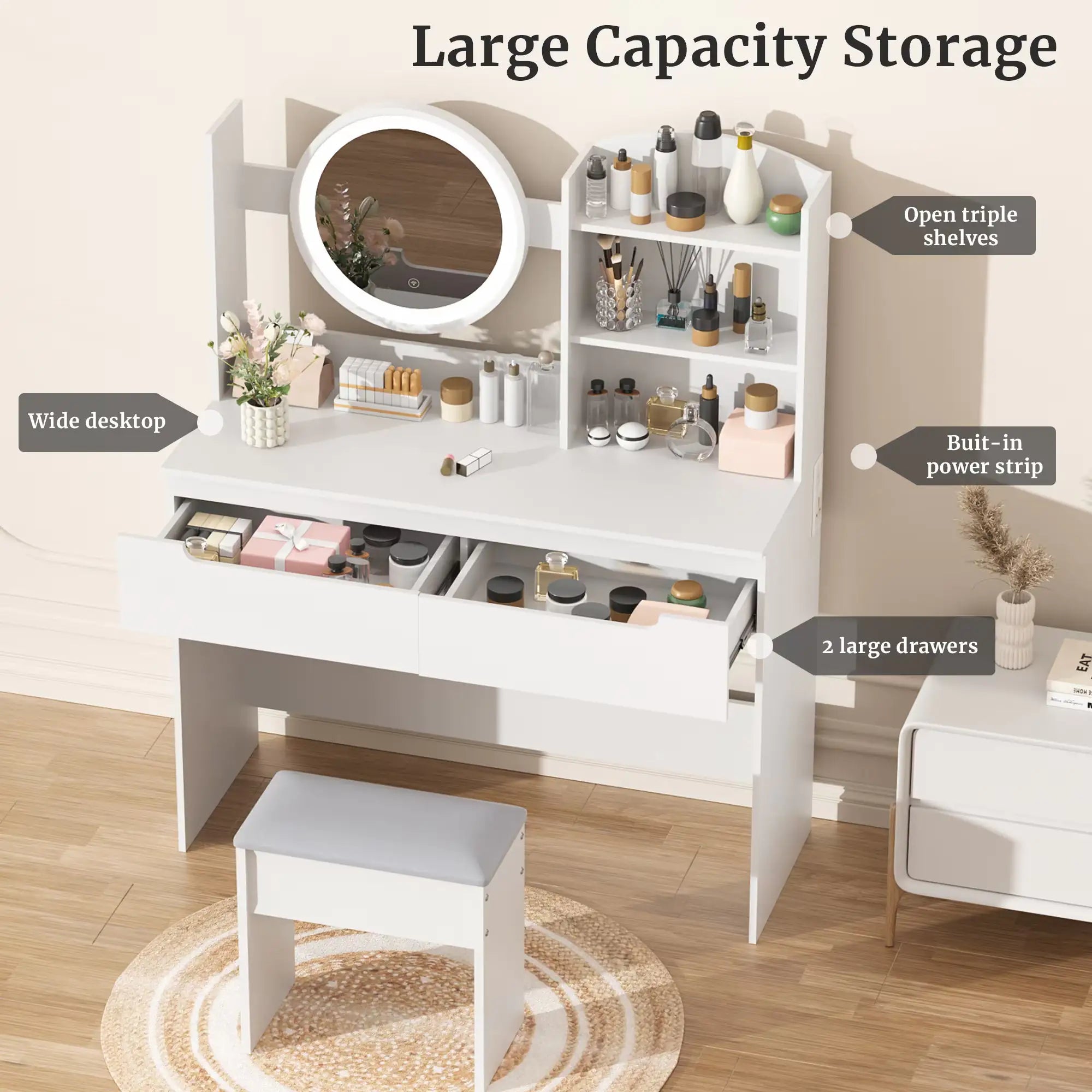 VFF Bedroom Dressing Table, Modern Minimalist Makeup Cabinet, Master Bedroom Makeup Mirror, Makeup Table